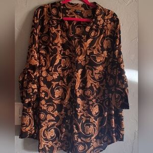 Elegant Black and Gold Patterned Blouse